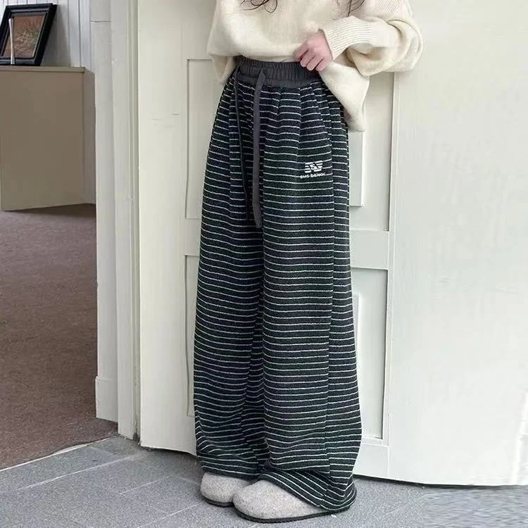 510056 优选韩儿童休闲舒适洋气日常冬季加绒条纹休闲裤