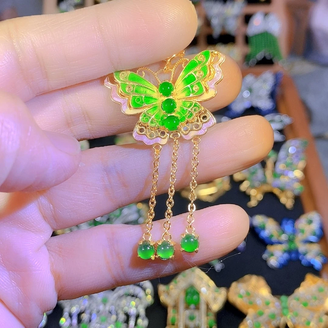 银S925镶嵌挂件翡翠