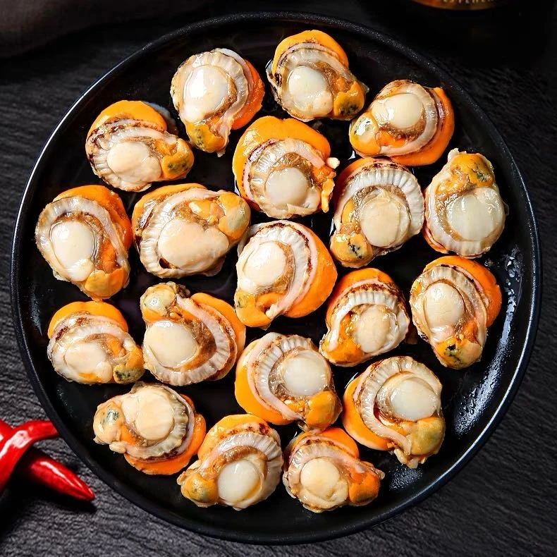 【到手五斤】新鲜熟冻大个扇贝肉无泥无沙带膏带黄顺丰包邮60-80Z