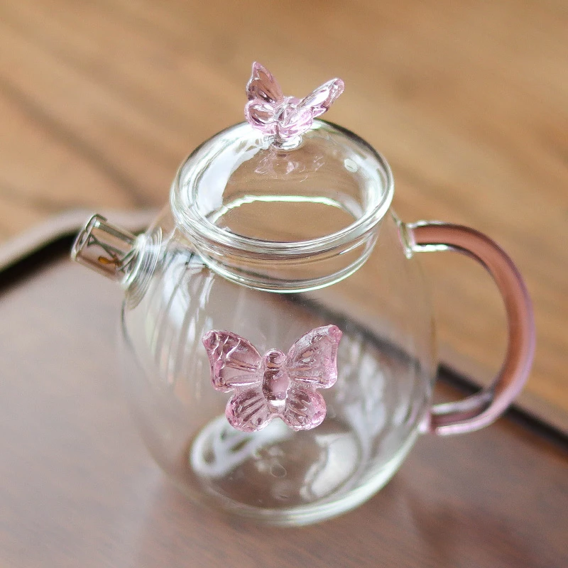 粉色蝴蝶龙蛋壶120ml-高硼硅玻璃