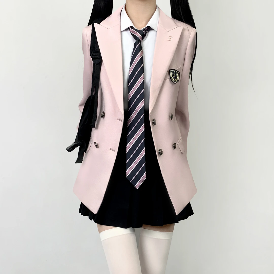 木村叔jk日系原创浅粉色西服外套女生初秋季学院风校供感西装制服