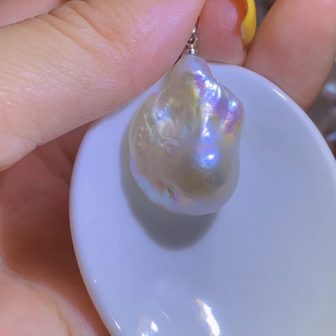 银S925镶嵌淡水珍珠天然淡水珍珠无染色无优化