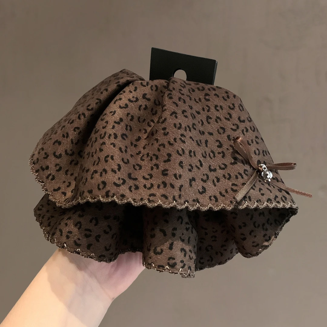 韩国复古豹纹马尾抓夹甜酷风气质盘发夹蝴蝶结鲨鱼夹