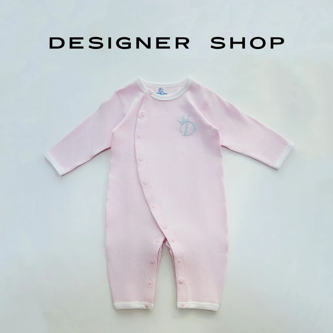 蓝色粉色纯色长袖长爬