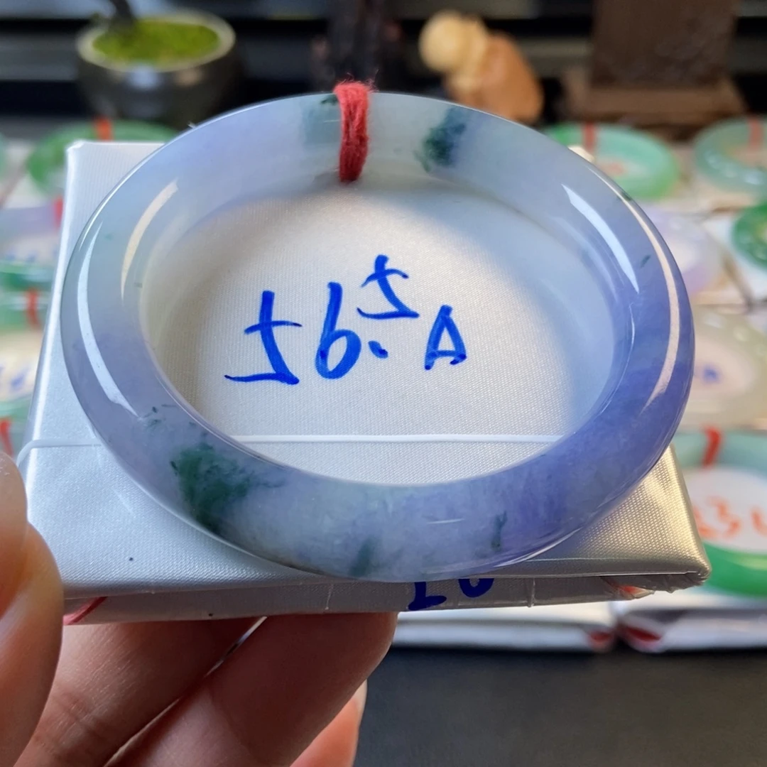 翡翠未镶嵌手镯42莫奈花园圆条