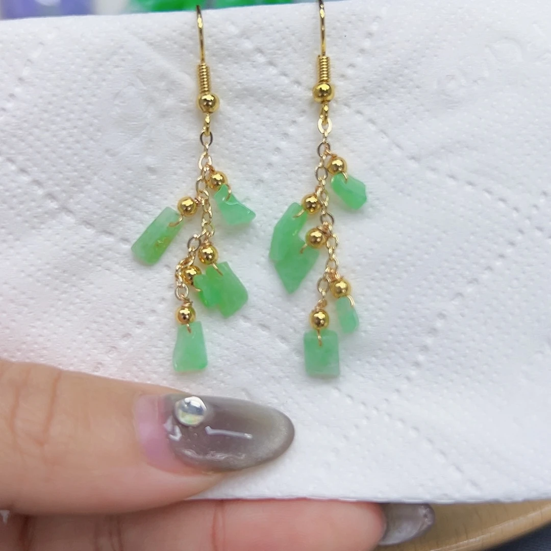 翡翠耳饰合金天然Ａ货翡翠