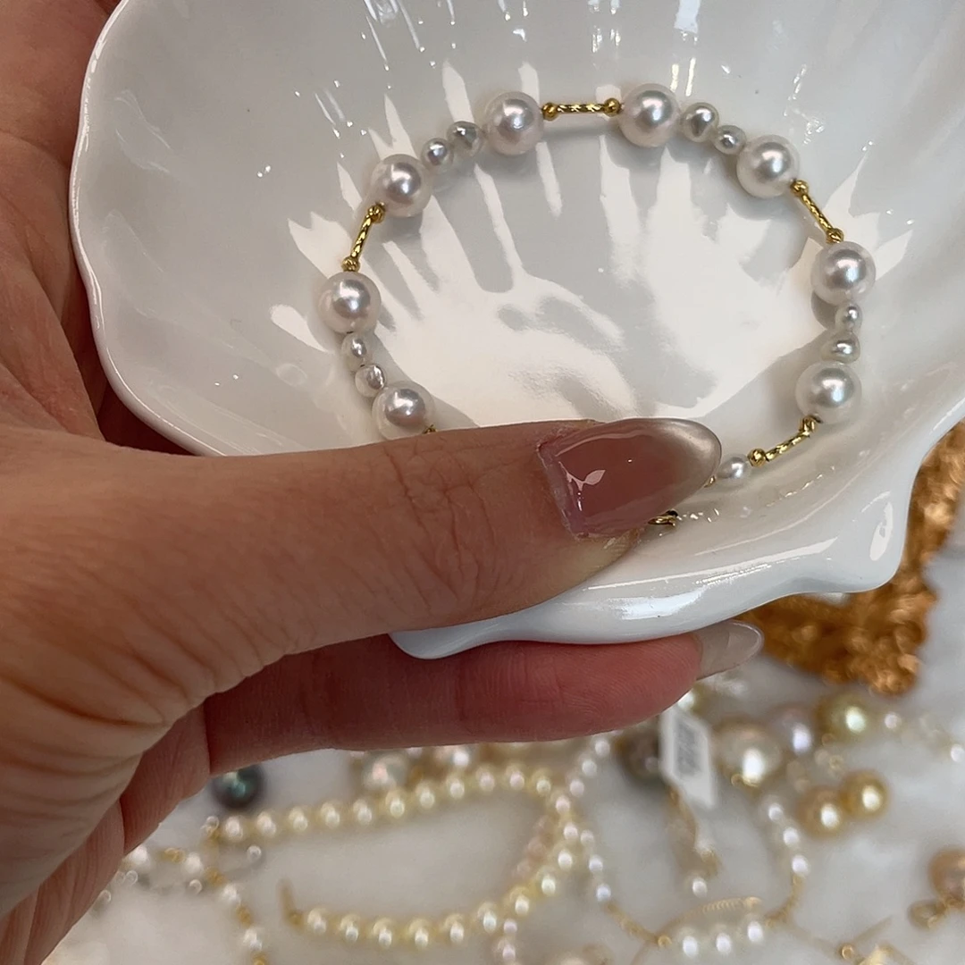 海水珍珠手绳18K金镶嵌