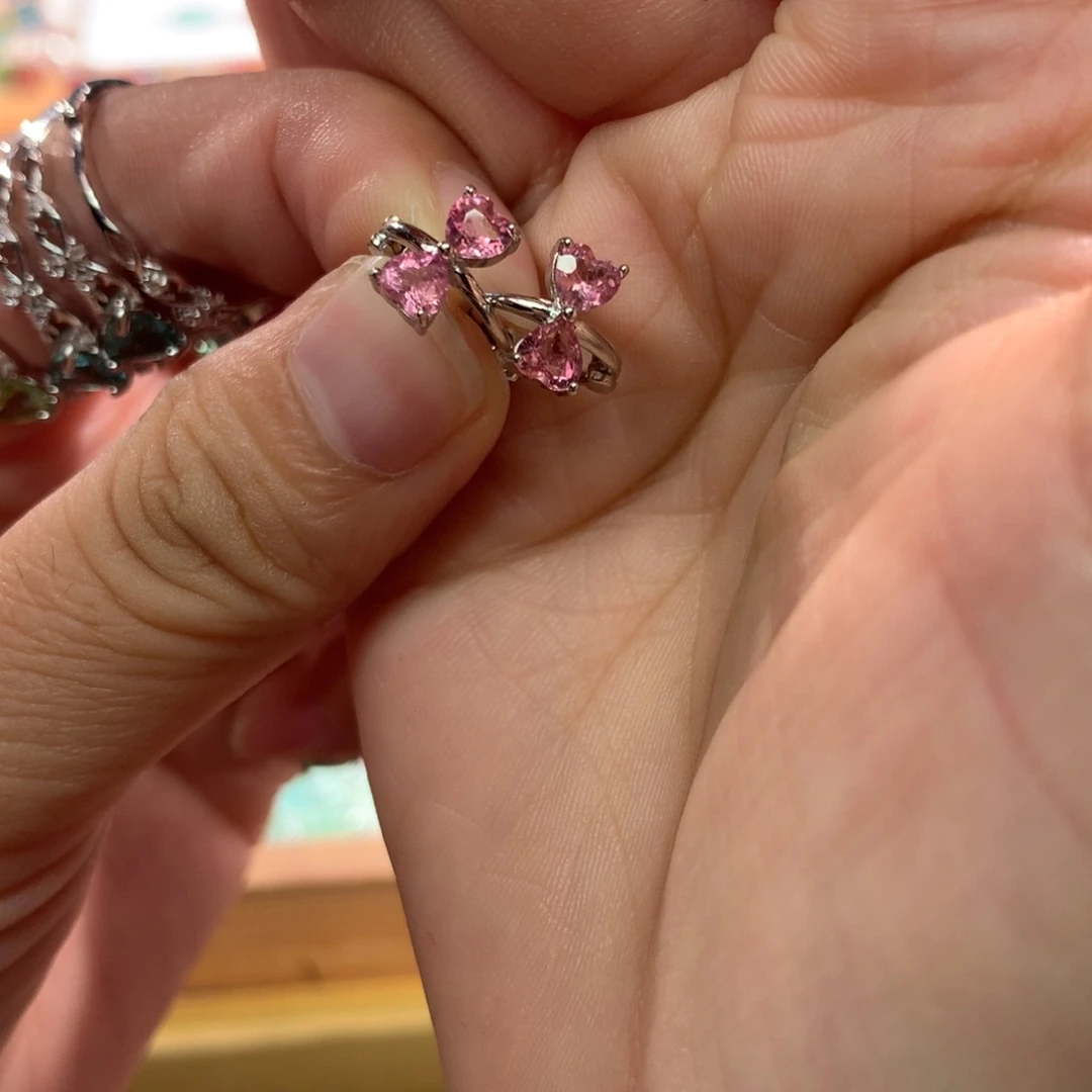 耳扣银S925镶嵌碧玺耳扣