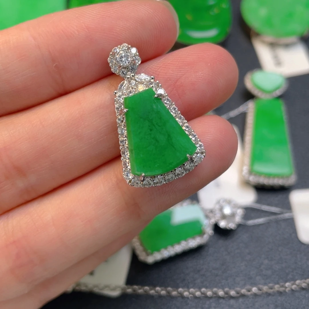 翡翠银S925镶嵌吊坠(不含链)