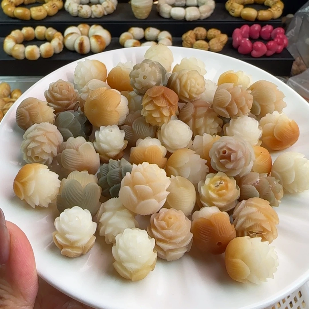 手串菩提根/象牙果瑕疵卡16-18多色大莲花100颗有裂