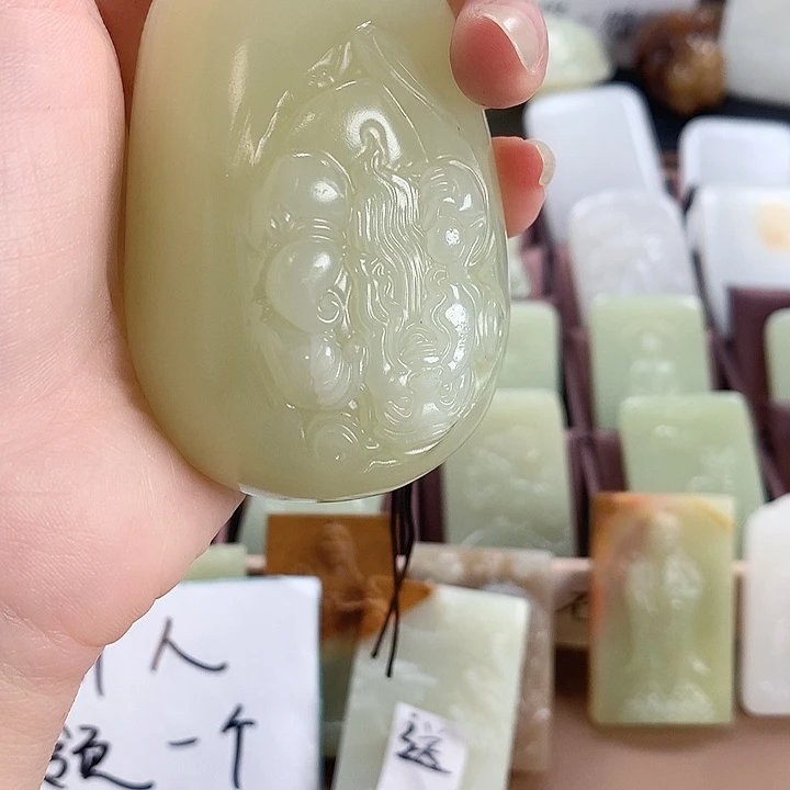 长石玉未镶嵌手把件方解石玉