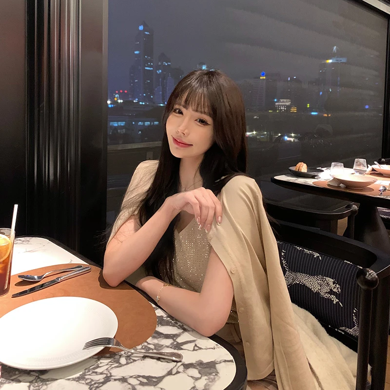 Liuu嘻嘻阿韩版时尚百搭小开衫女春夏季弹力修身纽扣长袖防晒薄衫