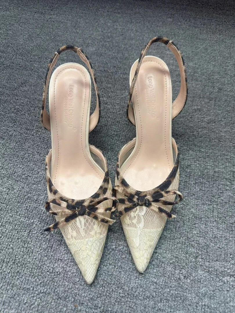 8316-3豹纹蕾丝女跟鞋