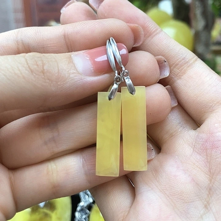 琥珀银S925镶嵌戒指耳环