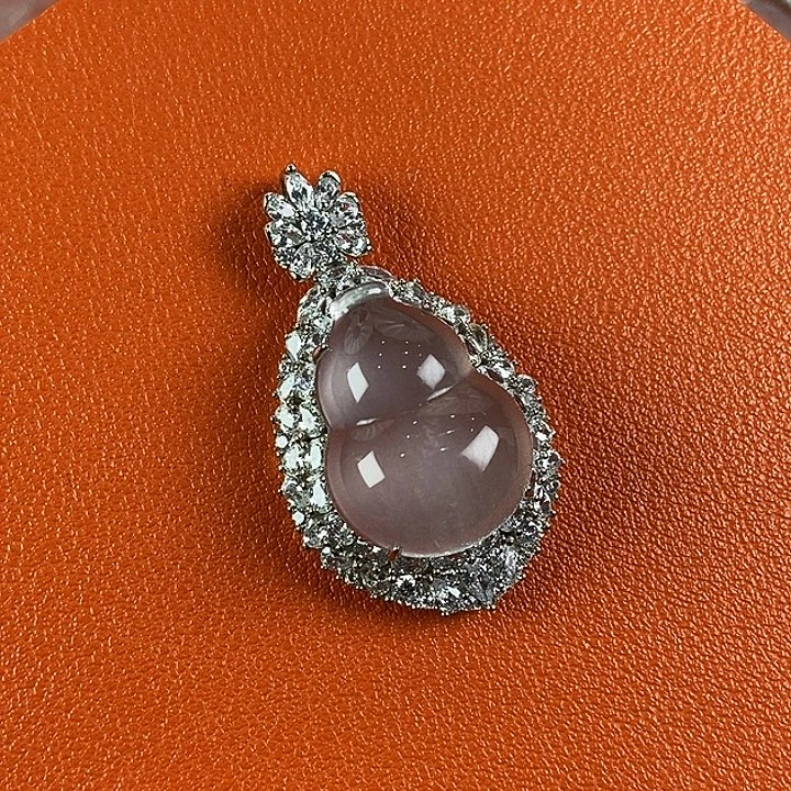 石英质玉银S925镶嵌吊坠