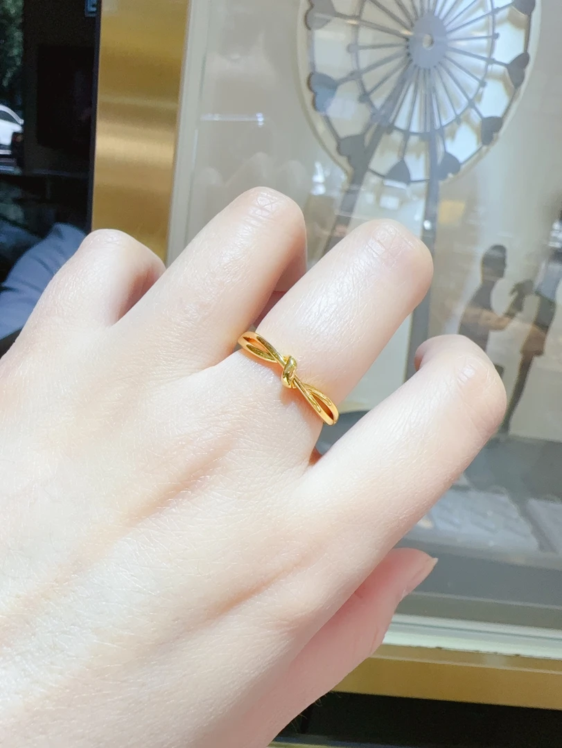 足金999扭结戒指同心结气质网红时尚 新年配饰