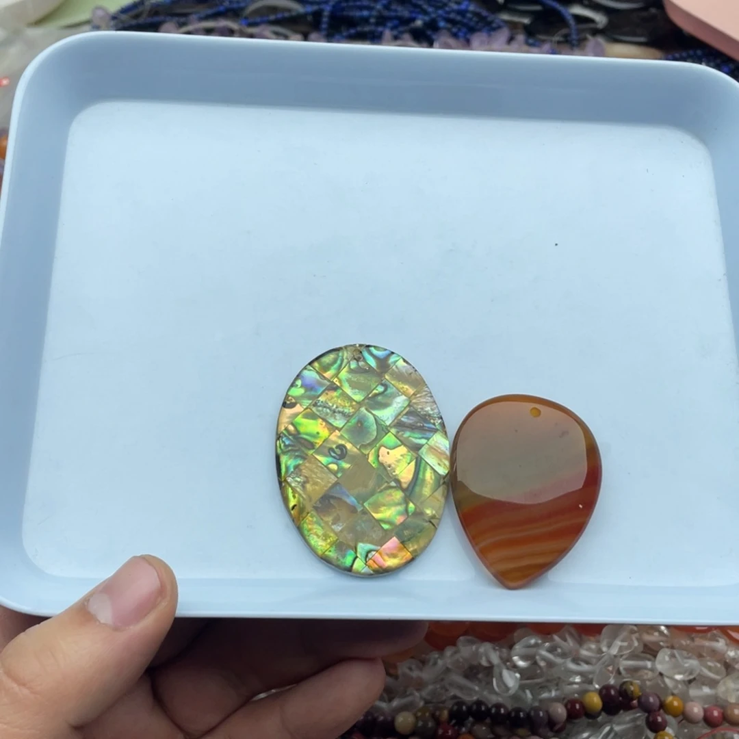 玛瑙/玉髓珠宝半成品未镶嵌打包两个吊坠