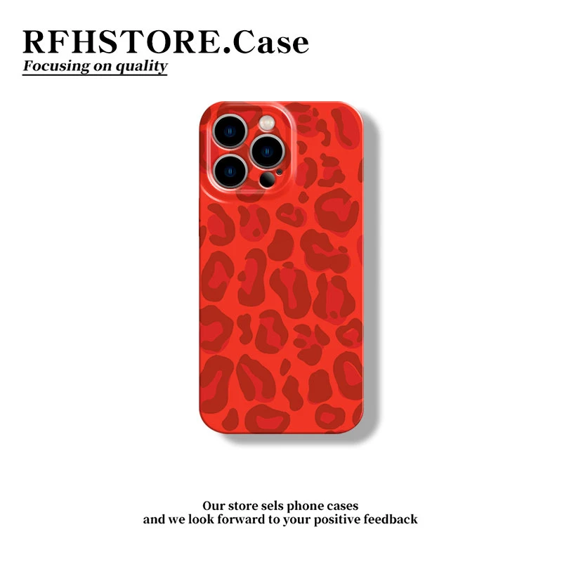 ZMGX红色豹纹适用iPhone17promax菲林手机壳华为P70oppo小米vivo