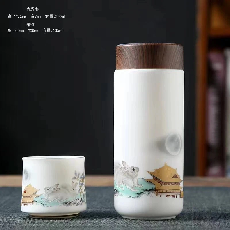 海上丝绸系列 高端玉脂温杯 手绘浮雕工艺  水质口感更清甜