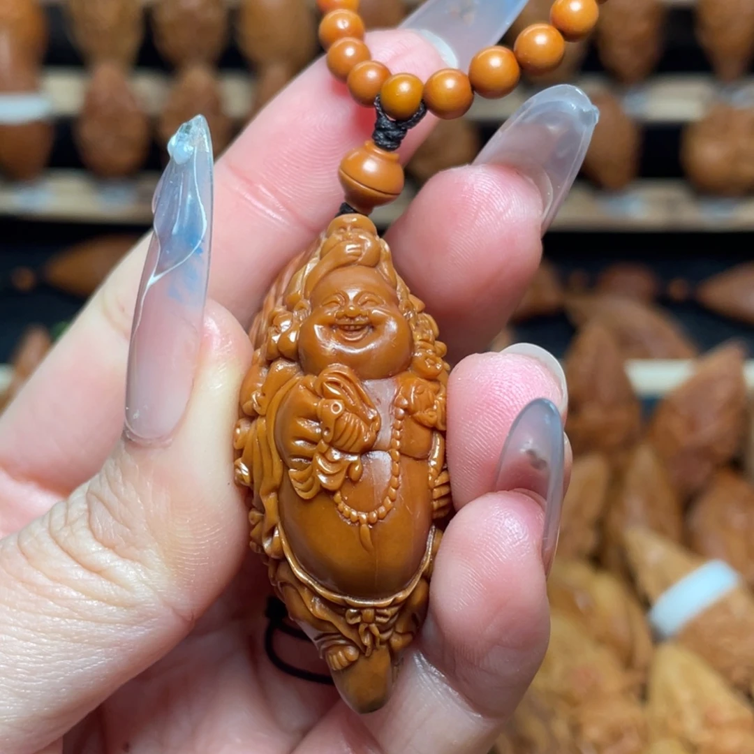 北***狼把件橄榄核五子弥勒