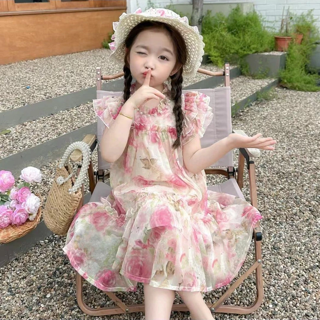 1221女童玫瑰花连衣裙