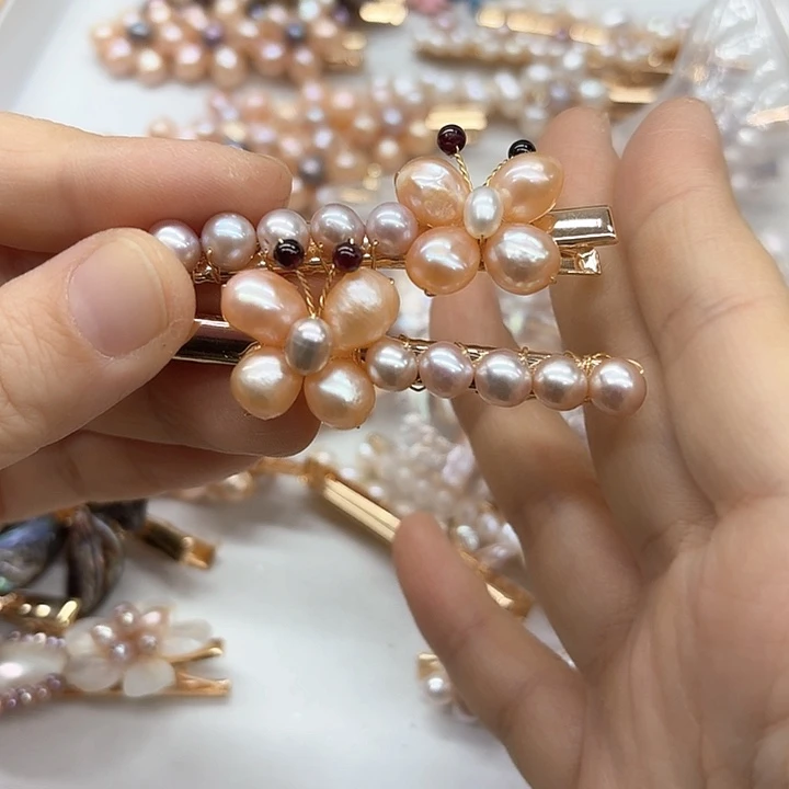 淡水珍珠发饰银S925镶嵌