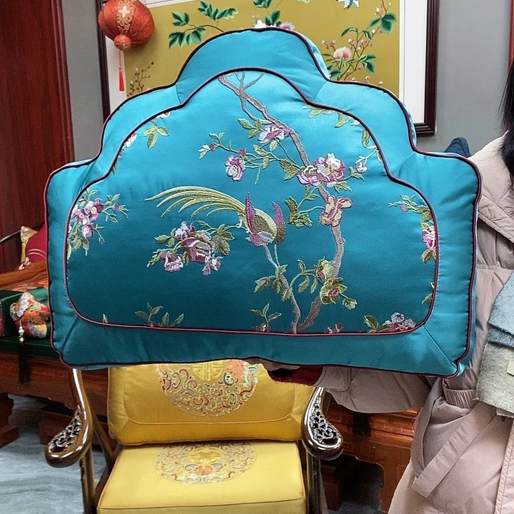 绸缎福利现货 高精密 湖蓝色花鸟