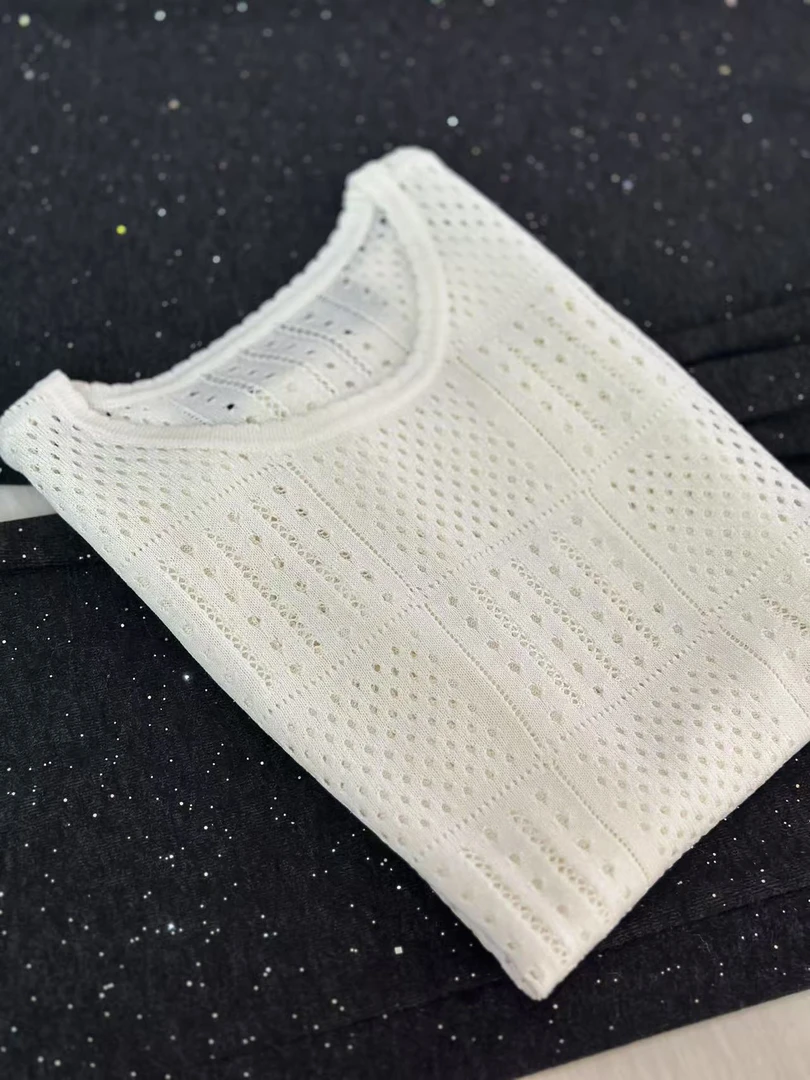 小香背心/时尚百搭纯色镂空圆领透气气质背心坎肩81207