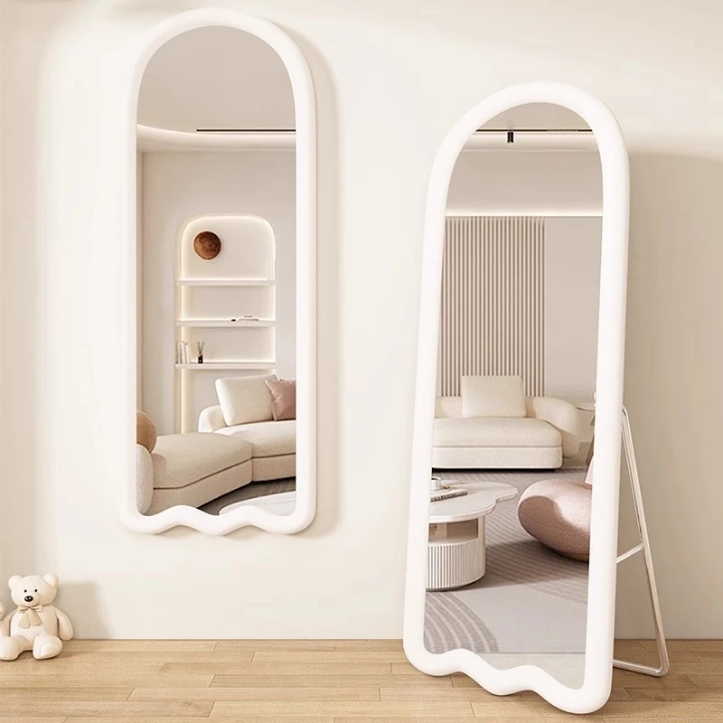 全身镜家用客厅女生卧室法式穿衣镜落地镜奶油风网红化妆异形镜子