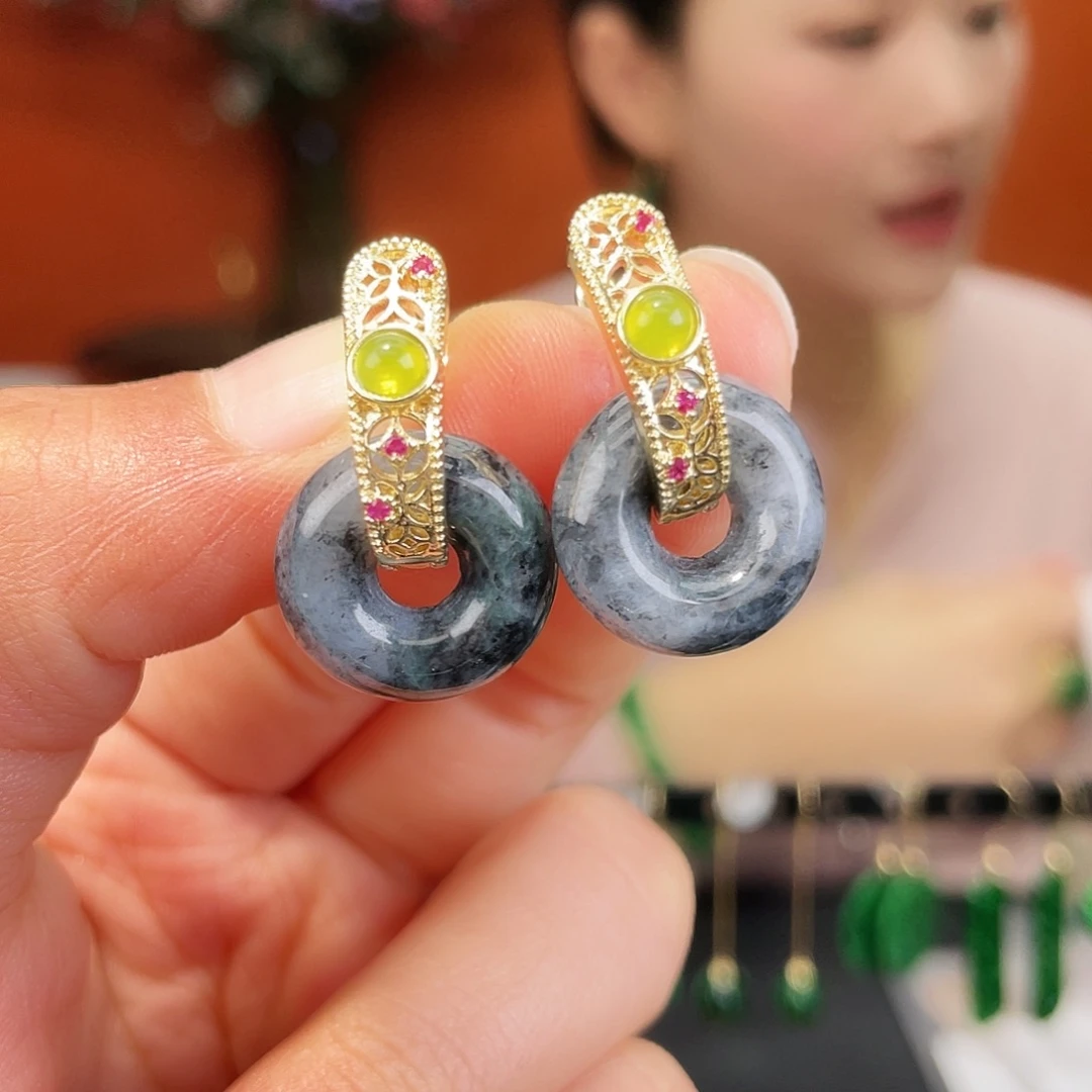 翡翠未镶嵌耳饰饰品