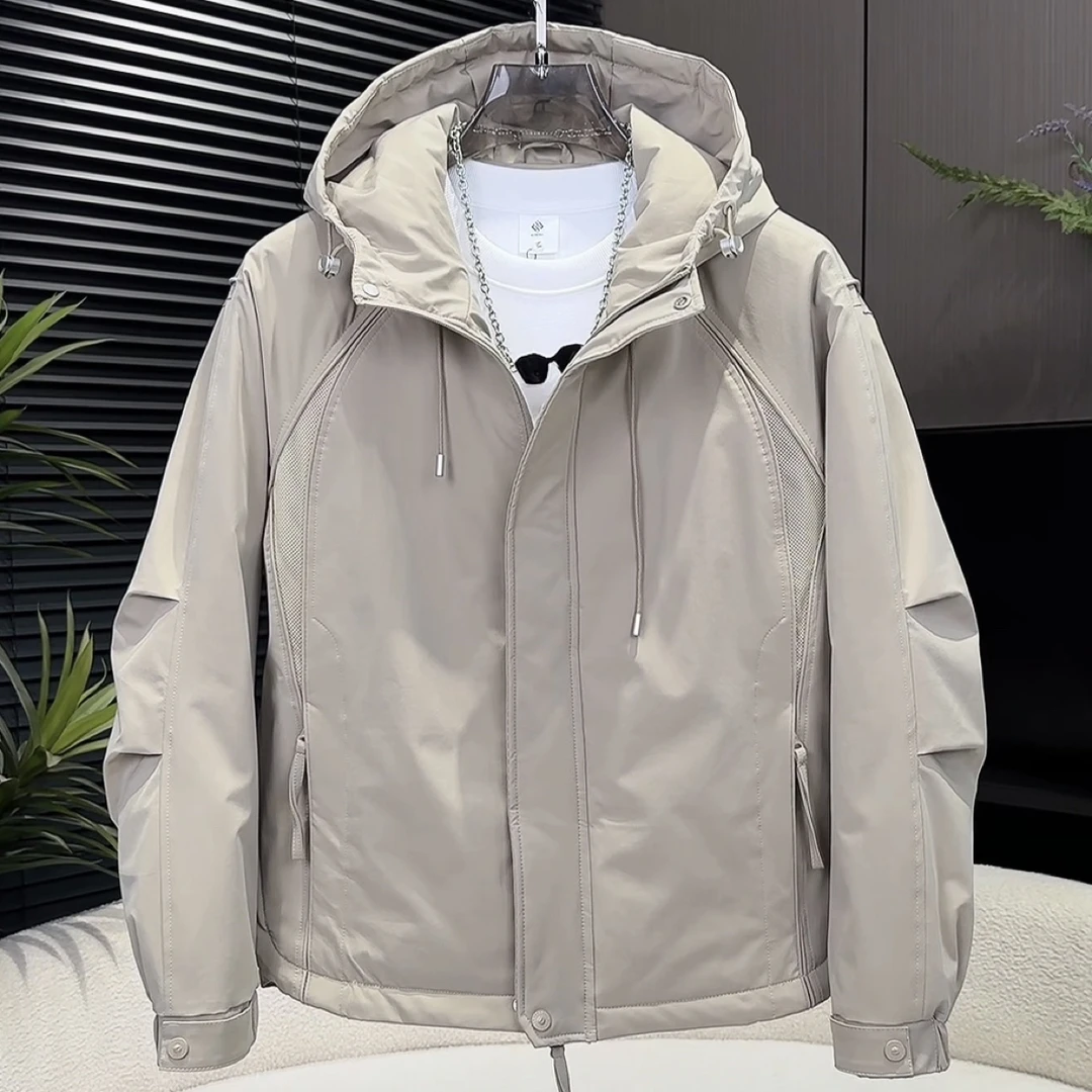 二棉外套男士冲锋衣连帽工装帅气青年百搭休闲棉服男款夹棉夹克男