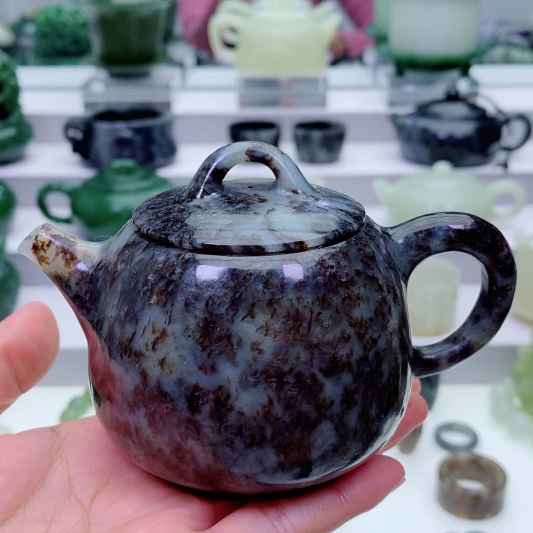 和田玉未镶嵌摆件茶壶