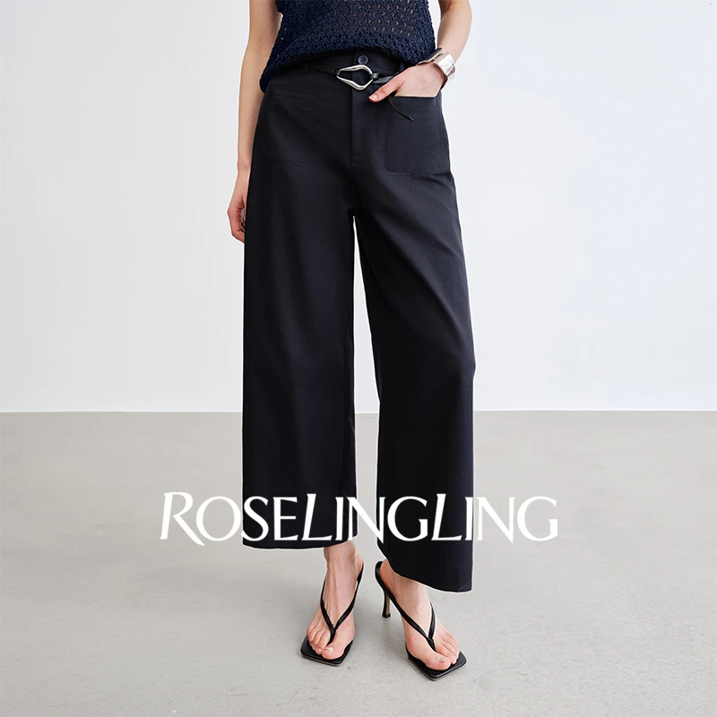 ROSELINGLING博主日常轻盈呼吸感莱赛尔天丝棉立裁通勤九分直筒裤