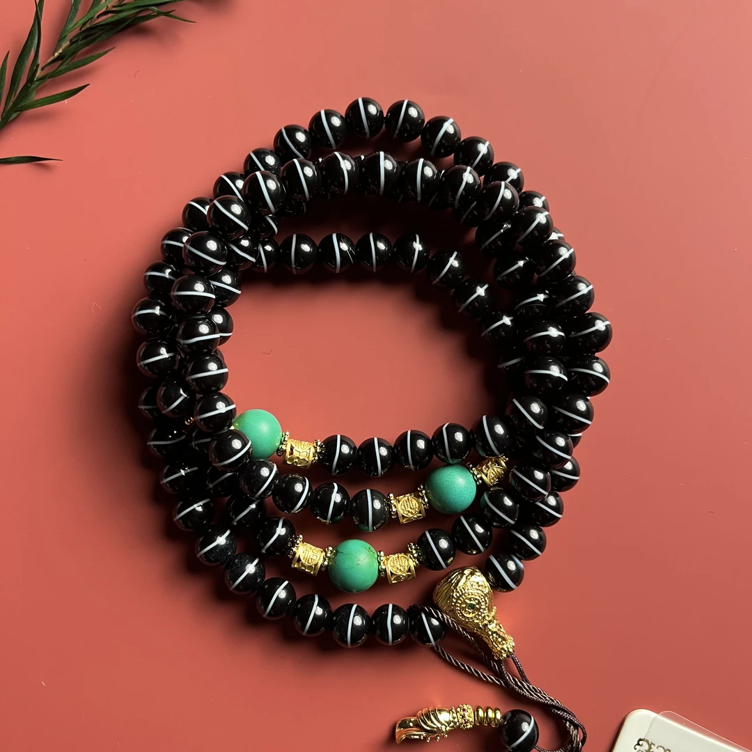 清代 一线药师脖挂108颗  脖挂 9101