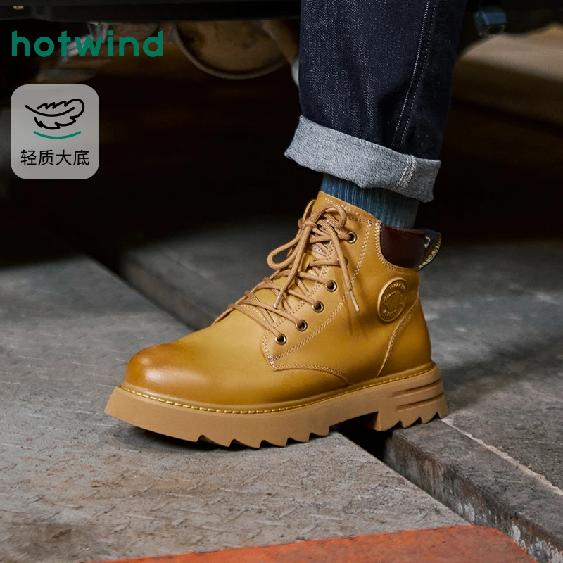 热风2024年冬季新款男士时尚休闲靴H95M4420