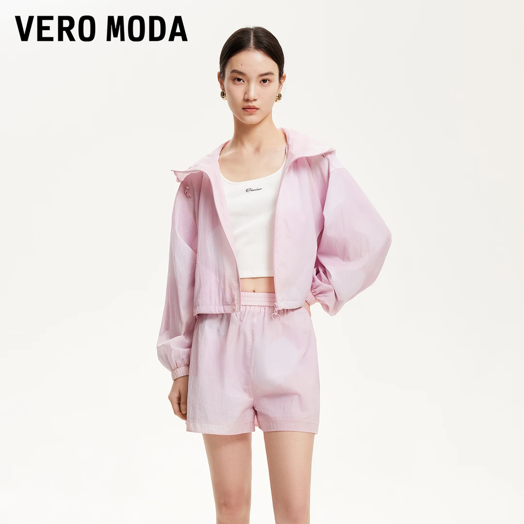 Vero Moda短裤春游出行小众洋气女装松紧腰爱心印花短325115004