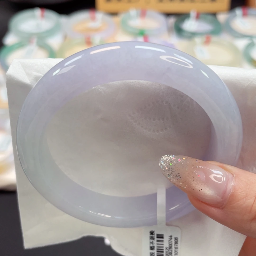 未镶嵌手镯翡翠56泥鳅背淡淡冰粉紫43号