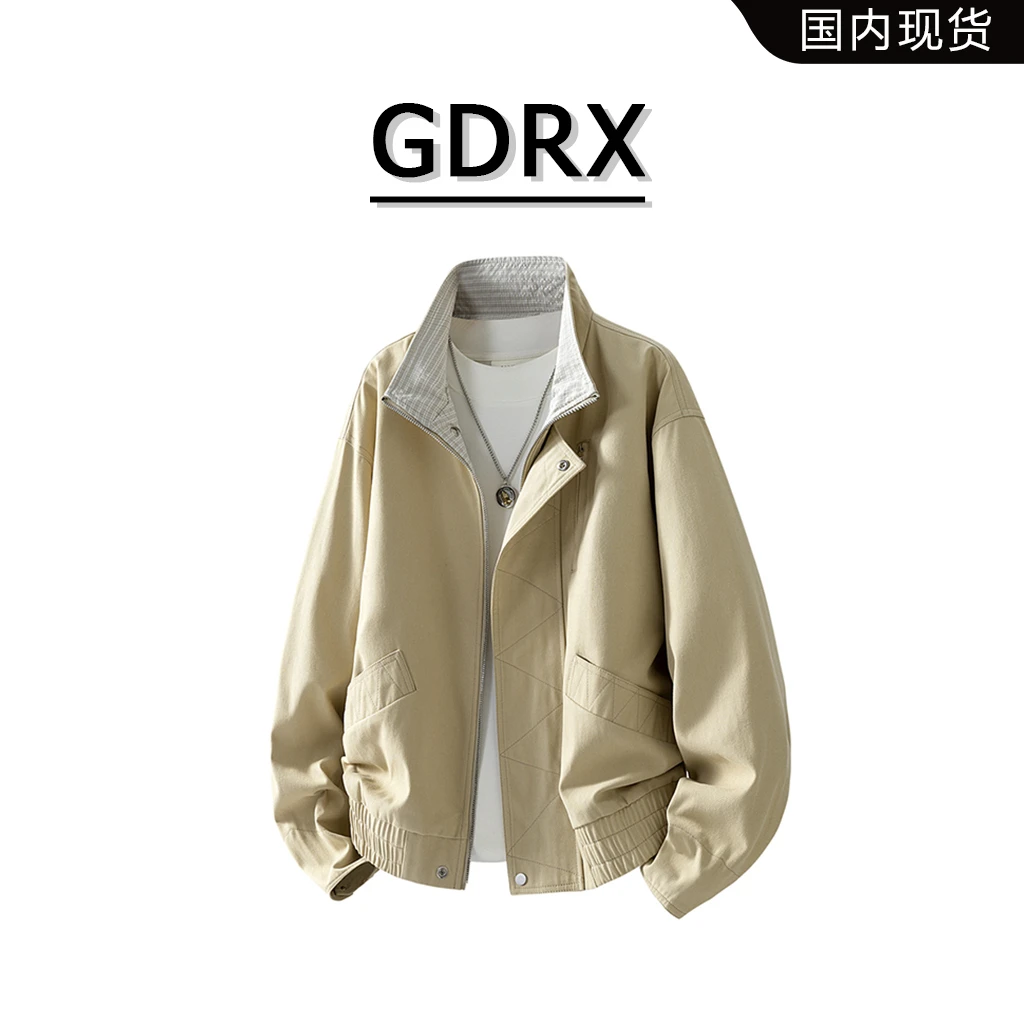 GDRX美式复古长袖夹克男士秋季新款时尚休闲百搭宽松轻奢外套