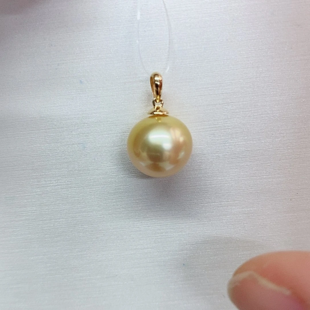 吊坠(不含链)18K金镶嵌海水珍珠10-11