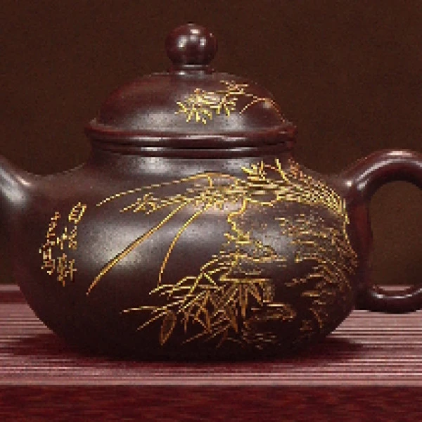 赵庄窖藏老紫泥红木烧  容天壶  260cc 紫砂茶壶