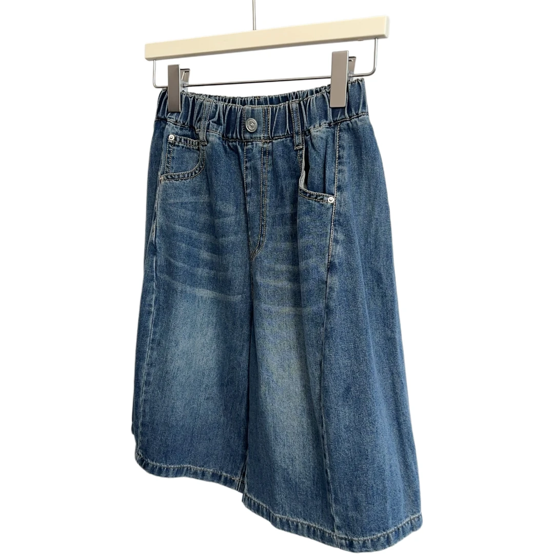 韩版中裤高腰女夏季牛仔裤五分牛仔裤短裤