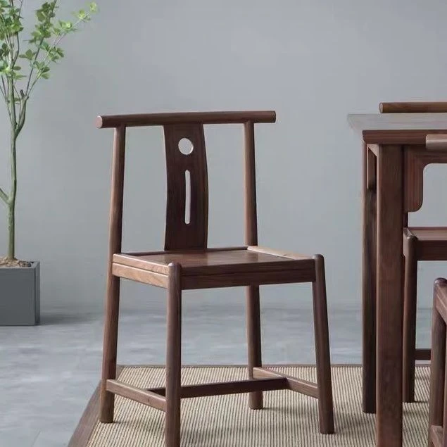 新中式实木椅子仿古靠背椅老榆木圈椅围椅茶桌月牙椅家用客厅餐厅