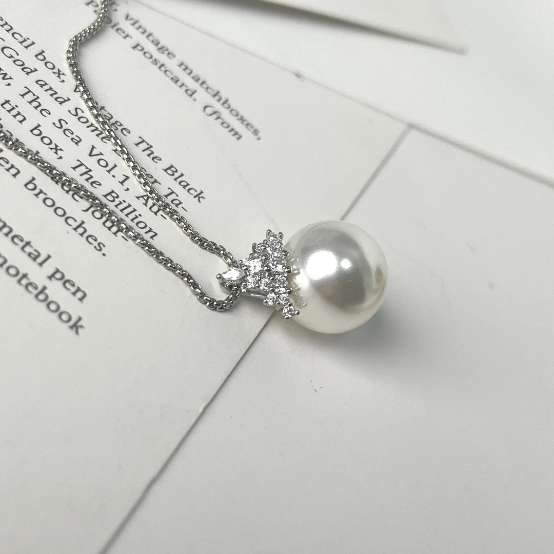 【团子专属】16mm冷白冰雪女王款百搭时尚吊坠 贝珠