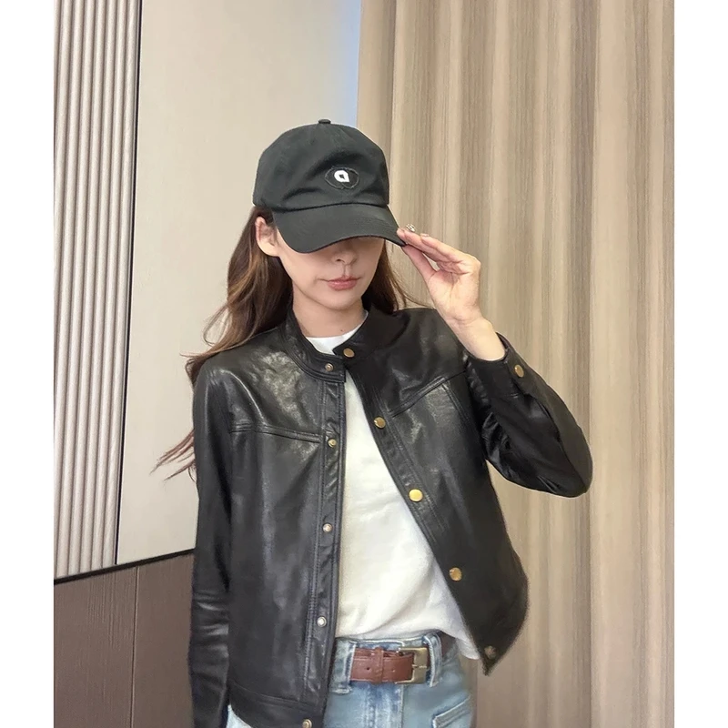 2025年新款春季洋气皮衣外套女春秋老钱风网红爆款短款机车外套潮