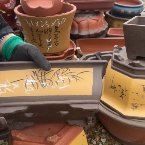 紫砂花盆紫砂花盆盆景盆栽瑕疵