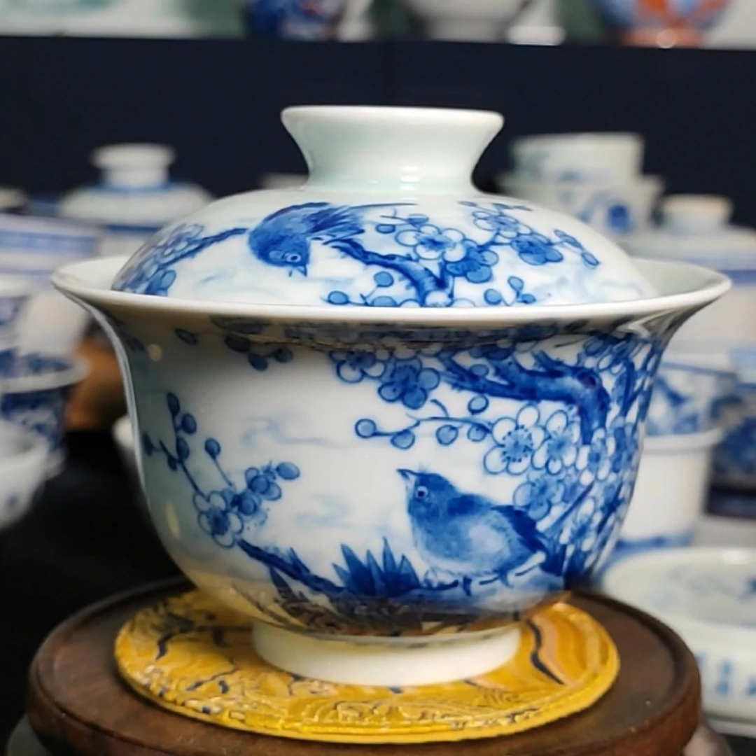 寒窑【喜上眉梢】两才盖碗纯手工瓷盖碗容量180毫升