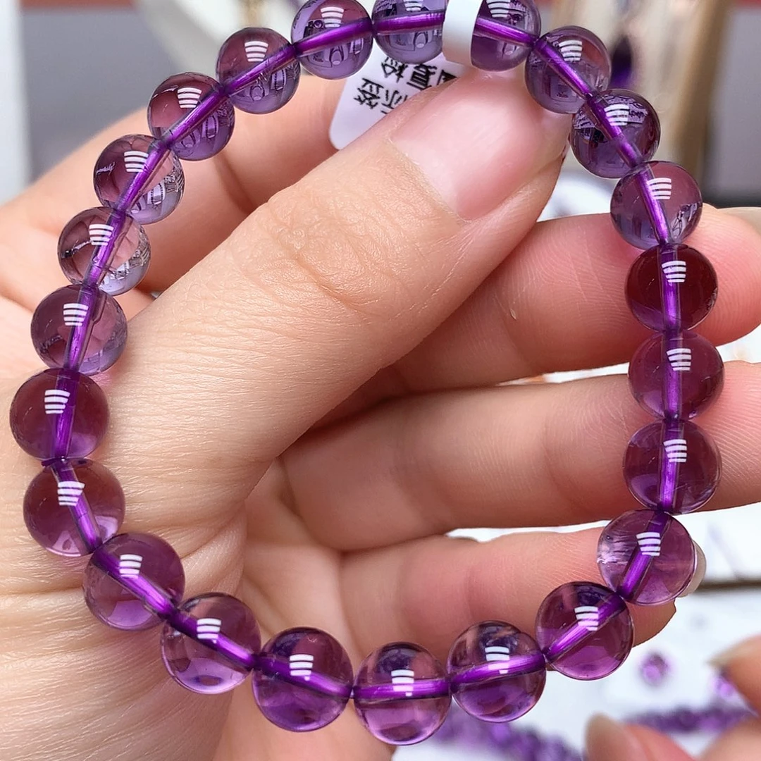 紫晶珠宝半成品未镶嵌巴西手串8mm