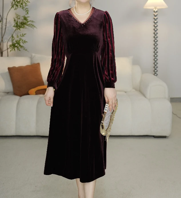 339连衣裙女士百搭显瘦休闲大码加厚保暖秋冬