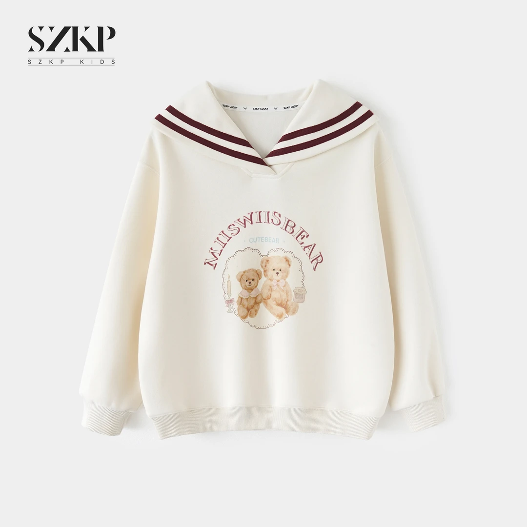 SZKP秋季新款女童装洋气上衣中大童休闲儿童海军领卫衣YNYQ552698