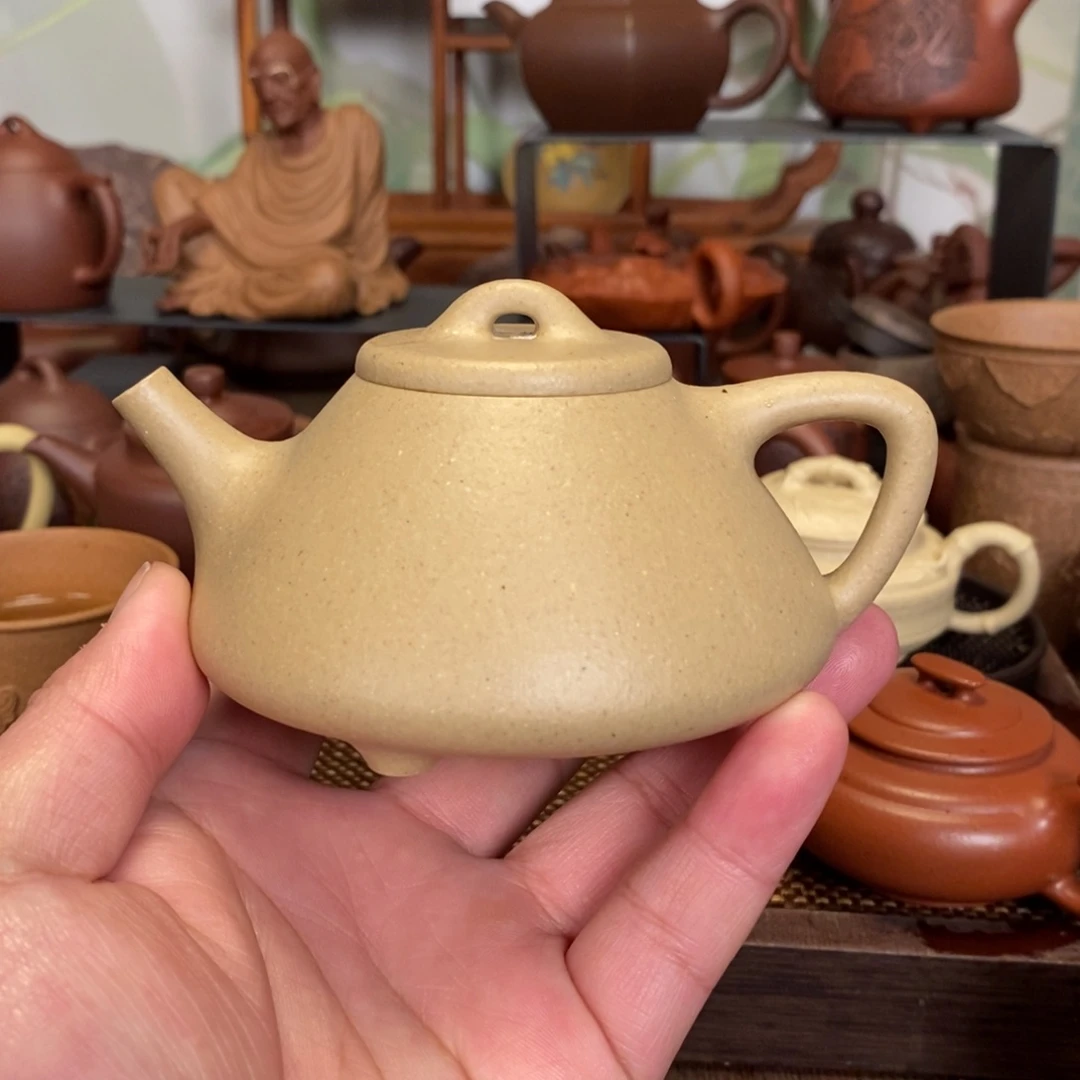 紫砂茶壶微瑕大水潭本绿石瓢